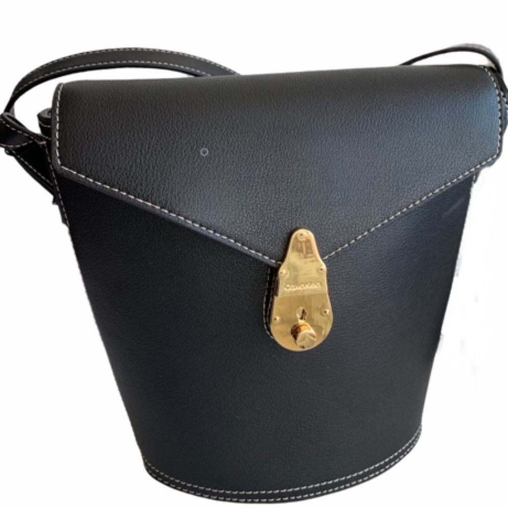 Calvin Klein L-Lock Leather Crossbody Bucket Bag